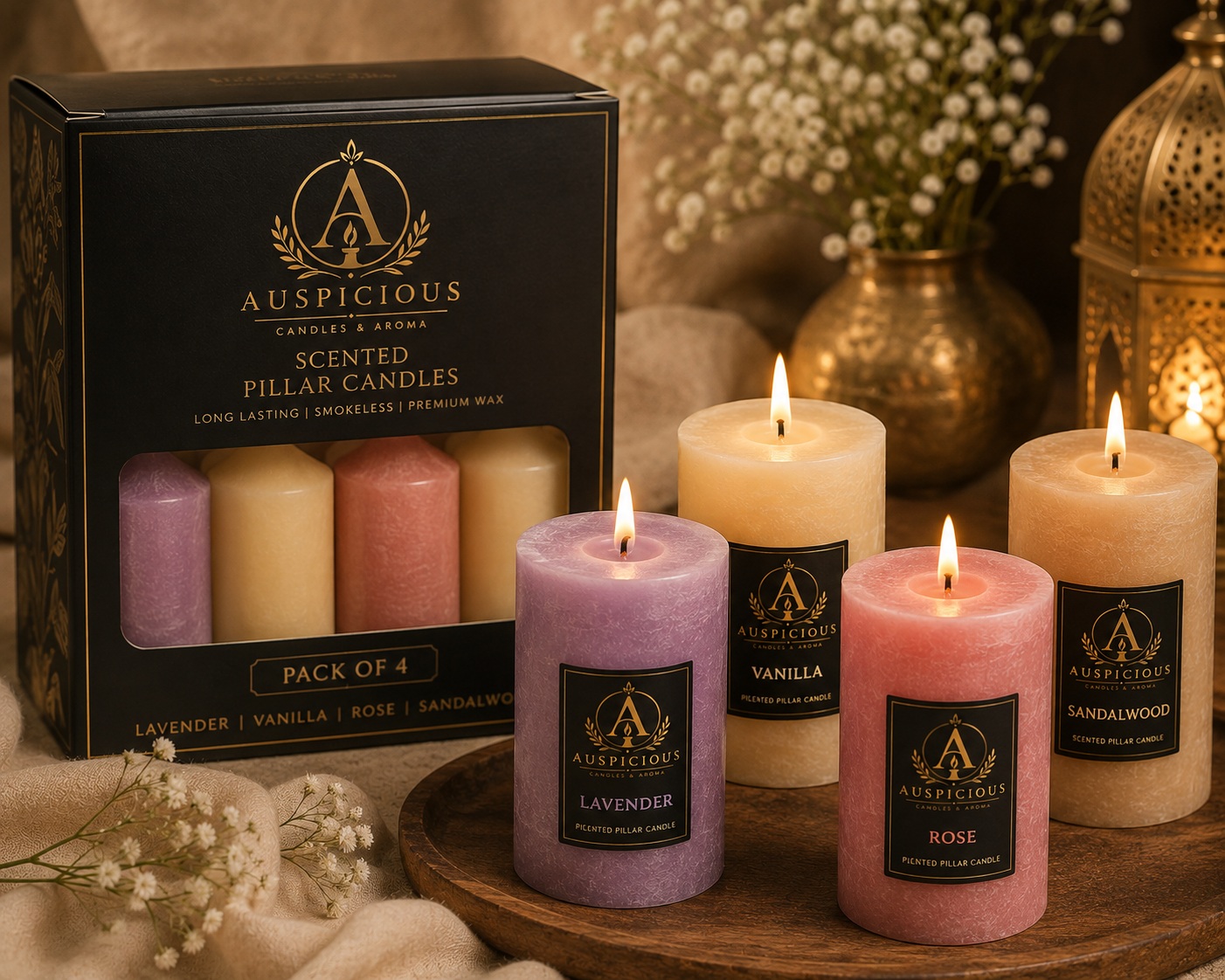 Auspicious Scented Pillar Candles