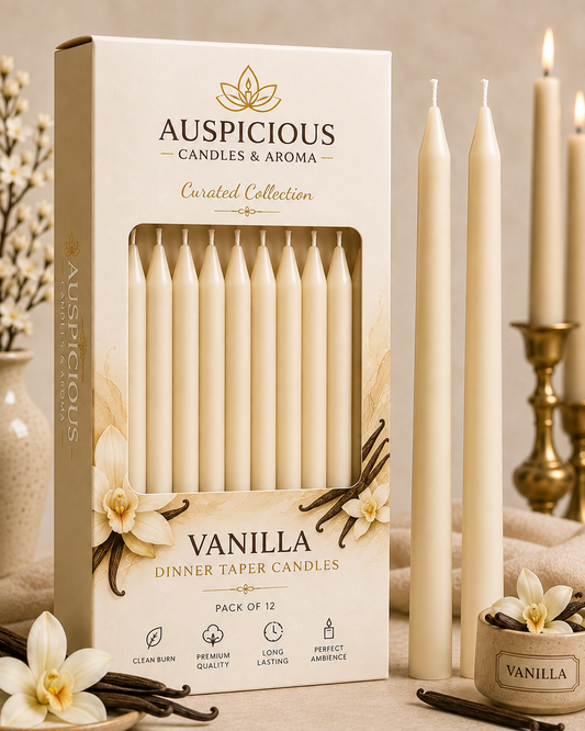 Vanilla Dinner Taper Candles - Pack of 12/6/4