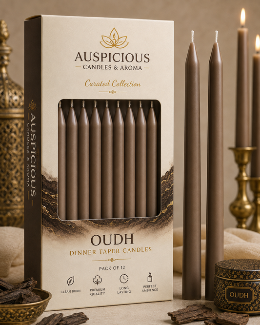 Oudh Dinner Taper Candles - Pack of 12/6/4