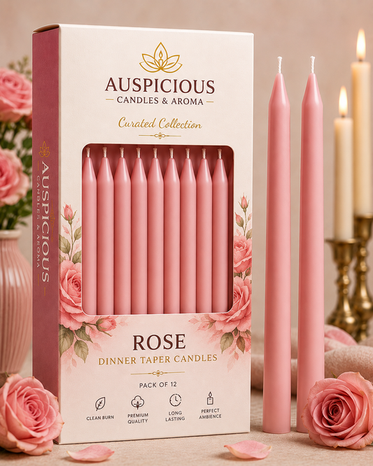 Rose Dinner Taper Candles - Pack of 12/6/4