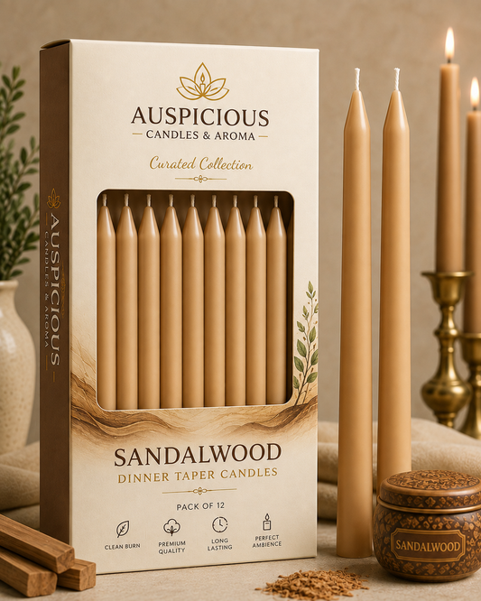 Sandalwood Dinner Taper Candles - Pack of 12/6/4
